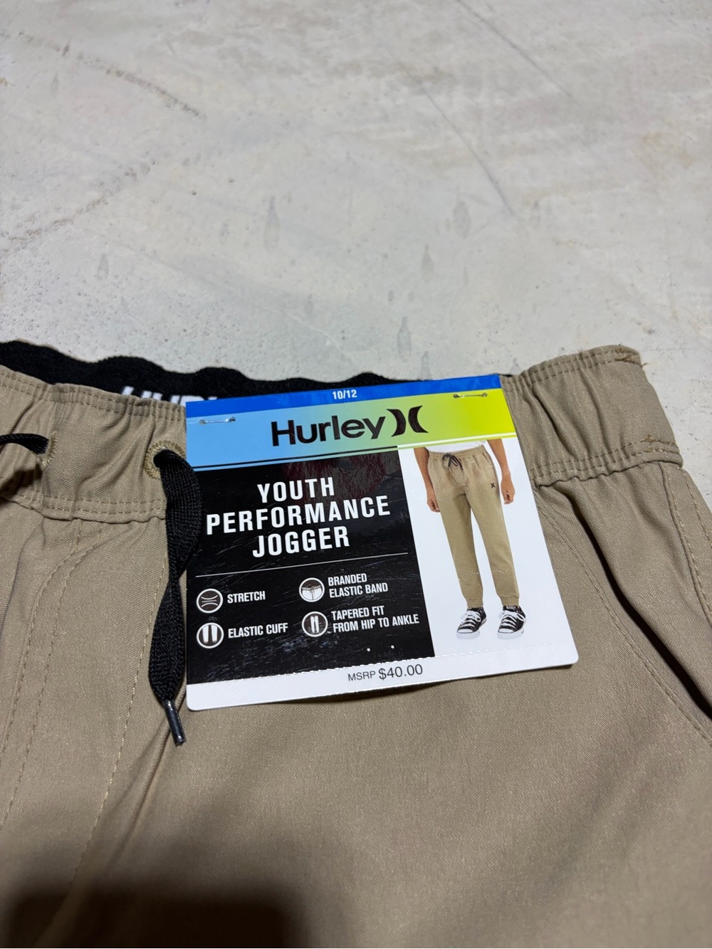 Hurley NWT youth performance jogger khaki 10/12 MSRP$40 - Picture 3 of 8